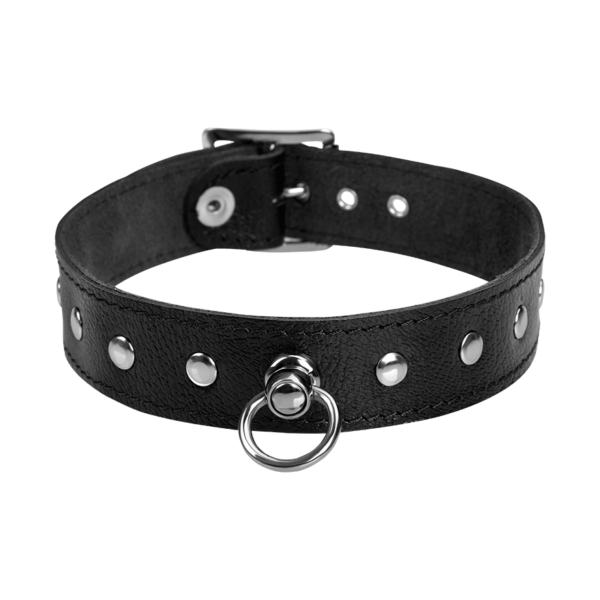 Leder-Halsband mit Flachnieten