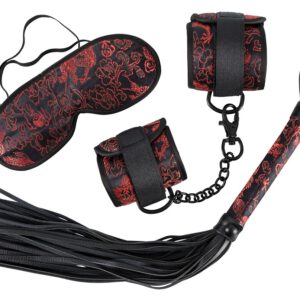 3-teiliges Bondage-Set aus Satin mit Muster