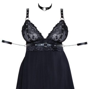 Babydoll plus Bondage-Schal, Halsband und Armfesseln