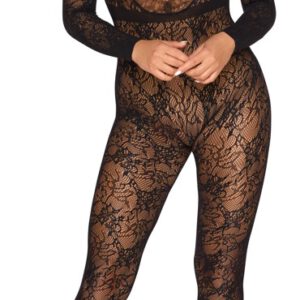 Catsuit ouvert in Spitzenoptik und mit Eyelash-Spitze verziert