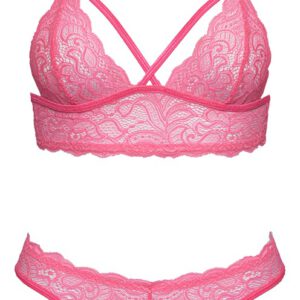 Dessous-Set aus pinkfarbener Spitze