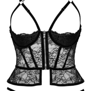 Hebe plus Slip ouvert aus weicher Stretch-Spitze mit Samtdetails