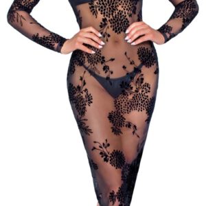 Kleid „Fucking Fabulous Exclusive“ aus Powernet mit Blüten-Samtflockprint