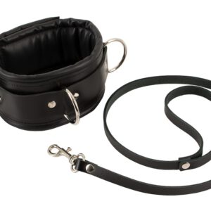 Leder-Halsfessel mit Leder-Leine