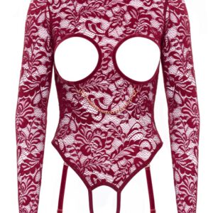 Ouvert-Body aus Spitze und Samt