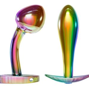 „Metal Butt Plug Set in Rainbow Colours“ mit 2 verschiedenen Analplugs